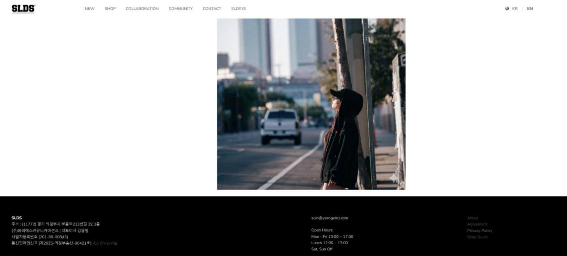 리뉴얼 전 slds.kr 메인 — 단일 이미지와 여백뿐인 상품 나열식 구조